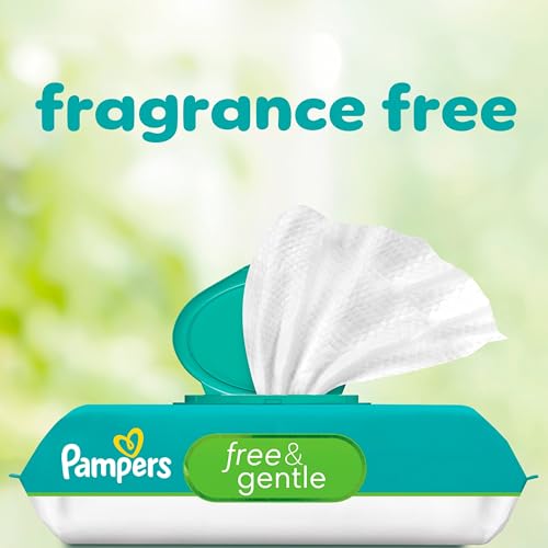 Pampers Baby Wipes, Free & Gentle, Hypoallergenic and Unscented Wipe, 100% Plant Based, Plastic-Free for Babies, 936 Total (12 Flip-Top Packs)
