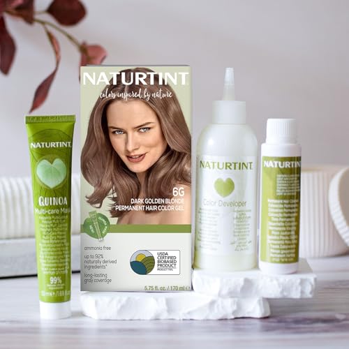 Naturtint 6G Dark Golden Blonde Permanent Hair Color (Pack of 6), Ammonia Free, Vegan, Cruelty Free, up to 100% Gray Coverage, Long Lasting Results (Packaging may vary)