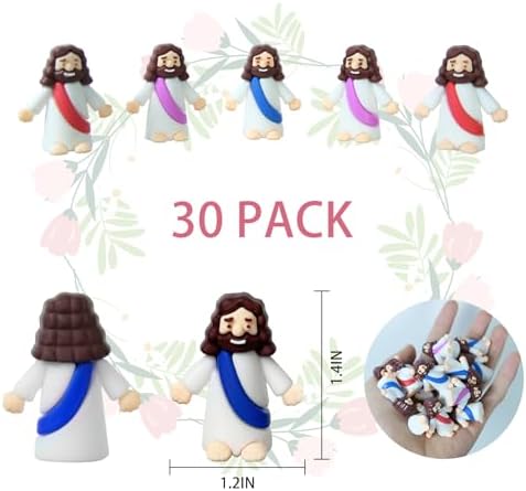 Mini Jesus Figures, Set of 30pcs Action Figures Little Jesus Figures, Tiny Jesus Figures to Hide and Seek Religious Gifts for Easter Egg Stuffers