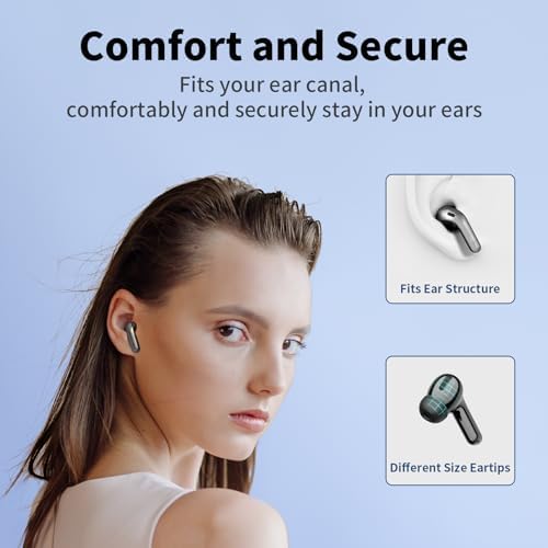 TAGRY Bluetooth Headphones True Wireless Earbuds 60H Playback LED Power Display Earphones with Wireless Charging Case IPX5 Waterproof in-Ear Ear buds with Mic for TV Smart Phone Laptop Computer Sports