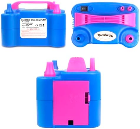 FLSEPAMB Balloon Pump, Electric Balloon Pump, Portable Dual Nozzle 110V 600W Electric Balloon Blower, Balloon Pump Electric for Party Decorations with Tying Tool, Colored Ribbons