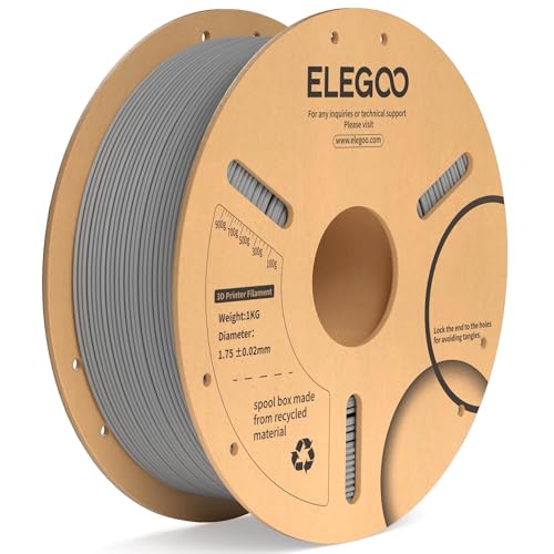 ELEGOO PLA Plus Filament 1.75mm Gray 1KG, PLA+ Tougher and Stronger 3D Printer Filament Dimensional Accuracy +/- 0.02mm, 1kg Spool(2.2lbs) Fits for Most FDM 3D Printers