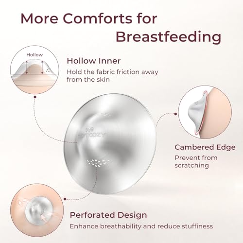 Momcozy 999 Silver Nursing Cups Original Perforated Breathable Design, 999 Silver Nipple Cover for Breastfeeding Essential,Nipple Shield for Nursing Newborn, Metal Nipple Shields, Regular Size