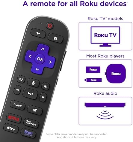 Roku Voice Remote Pro (2nd Ed.) | Rechargeable TV Remote Control with Hands-free Voice Controls, Backlit Buttons, & Lost Remote Finder - Replacement Remote Compatible with All Roku TV, Players & Audio