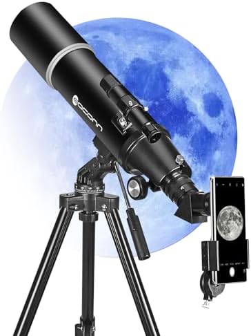 Telescopes for Adults Astronomy, 80mm Aperture 600mm Refractor Telescope for Kids & Beginners, Compact and Portable Travel Telescopio with Backpack