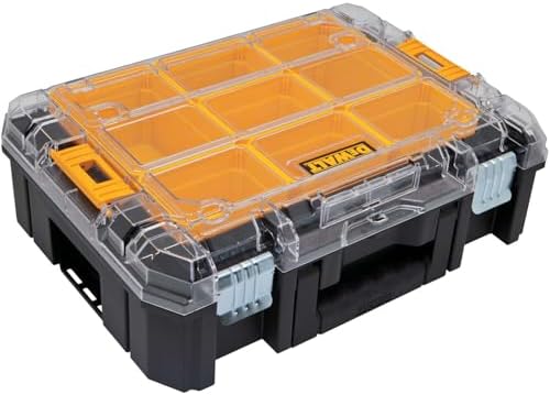 DEWALT TSTAK Tool Organizer, Small Parts Tool Box with Removable Compartments (DWST17805)