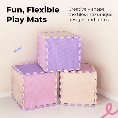 MioTetto Foam Floor Tiles for Kids - Non-Toxic Comfortable Baby Play Mat and Interlocking Foam Tiles, Fits with 74x74 Playpen Mat for Crawling & Development, Soft Play Mat for Babies 6-12 Months