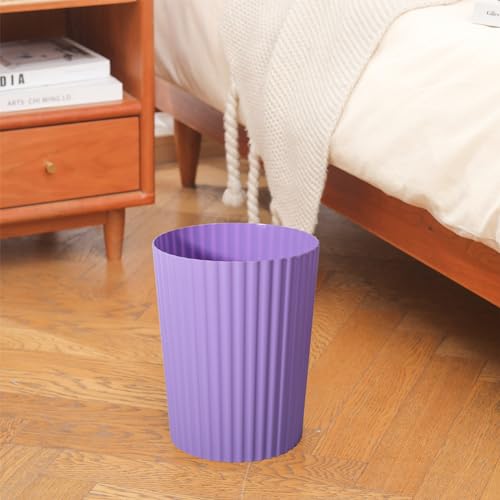 JiatuA Small Trash Can Plastic Wastebasket Round Garbage Container Bin for Bathroom, Kitchen, Bedroom, Home Office, College Dorm, Taro Purple