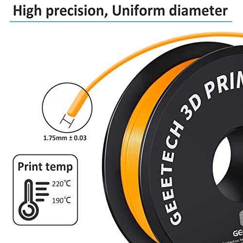Geeetech Orange PLA 3D Printer Filament,PLA 3D Printer Filament 1kg Spool(2.2lbs) Dimensional Accuracy +/- 0.02mm, 3D Printing Filament Fits for Most FDM 3D Printers