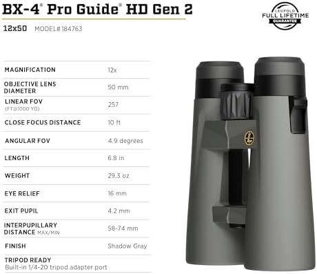 Leupold BX-4 Pro Guide HD Binoculars, 12x50mm Gen 2 (184763)