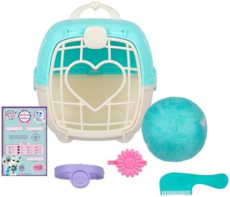 SCRUFFALUVS Pet Scruffs Blue - Mystery Plush Toy, 7.5" Tall - Wash to Reveal 1 of 3 Rescue Pets: Puppy, Bunny, or Kitty - Includes 8.7" Deluxe Pet Carrier - Styles May Vary