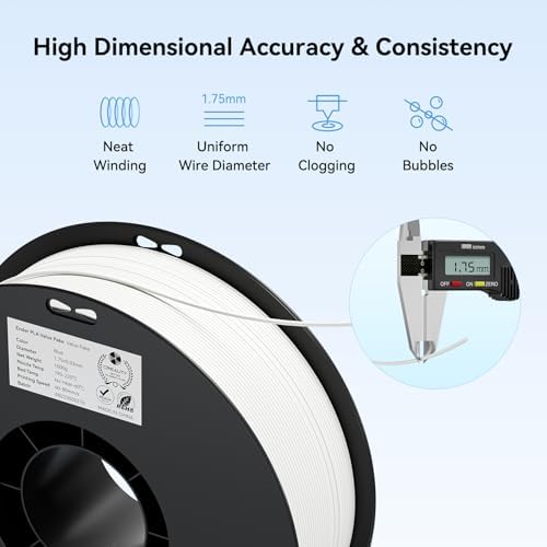 Creality 3D Printer Filament, PLA Filament 1.75mm Bundle 2Kg for 3D Printing, Ender PLA Filament No-Tangling, Strong Bonding & Overhang Performance, Accuracy +/- 0.02mm (White & White 2-Pack)