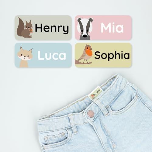 โ Personalized Name Labels for Kids (120) โ Waterproof & Durable Stickers for Clothing, School & Daycare Items - Forest Animals
