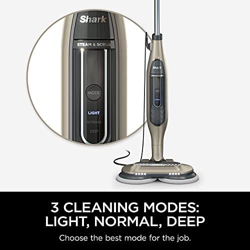 Shark S7001 Mop Scrub & Sanitize at The Same Time, Designed for Hard Floors, with 4 Dirt Grip Soft Scrub Washable Pads, 3 Steam Modes & LED Headlights, Gold (Renewed)