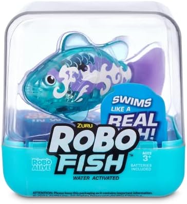 Robo Alive Robo Fish Series 2 (Teal + Orange 2 Pack) by ZURU Robotic Swimming Fish Water Activated, Changes Color, Comes with Batteries, Amazon Exclusive - Teal + Orange (2 Pack), 7165E