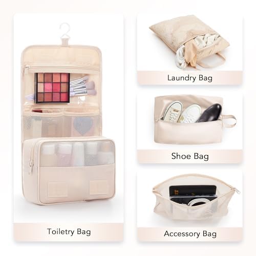 10 Set Compression Packing Cubes for Travel Women Mom,OlarHike Luggage Clothes Storage Gifts for Travelers,Airplane/Cruise/Car/Train Travel Essentials,Compressible Expandable Saver Space Bags(Beige)