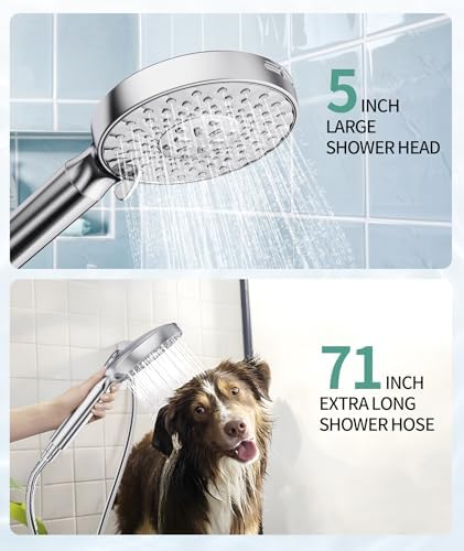 Filtered Shower Head with Handheld, High Pressure 9 Spray Mode Chrome Showerhead with Filters,detachable shower head,Water Softener Filters Beads for Hard Water -Remove Chlorine