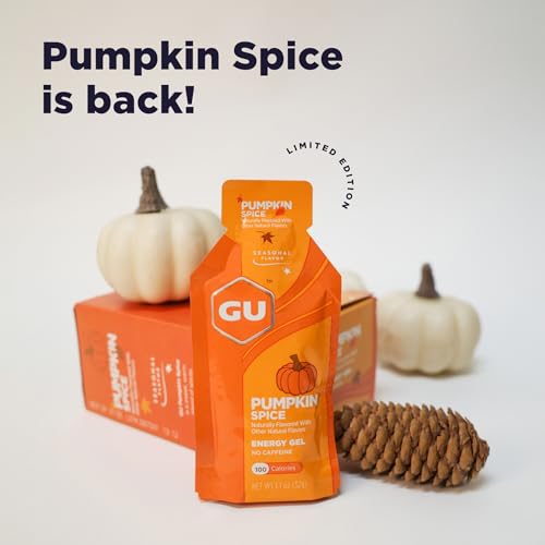 GU Energy Original Sports Nutrition Energy Gel, Vegan and Dairy-Free On-the-Go Energy for Any Workout, Pumpkin Spice, 8-Count