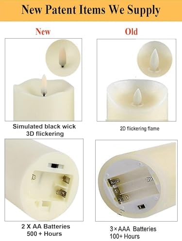 ANGELLOONG Flickering Flameless Candles, Realistic LED Candles with Remote and Timer, Set of 3 Battery Operated Candles for Room Fall Home Decor Wedding Christmas Decorations