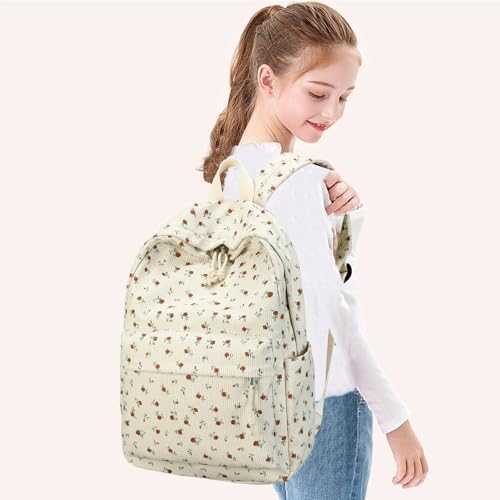 School Backpack for Teen Girls Bookbags Elementary High School Corduroy Laptop Bags Women Travel Daypacks