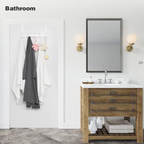 Over The Door Hooks for Hanging, Over The Door Hanger with 5 Triple Coat Hooks, Over The Door Towel Rack for Bathroom, Door Hanger Hooks for Coat, Bags and Hat (White, 2 Pack)