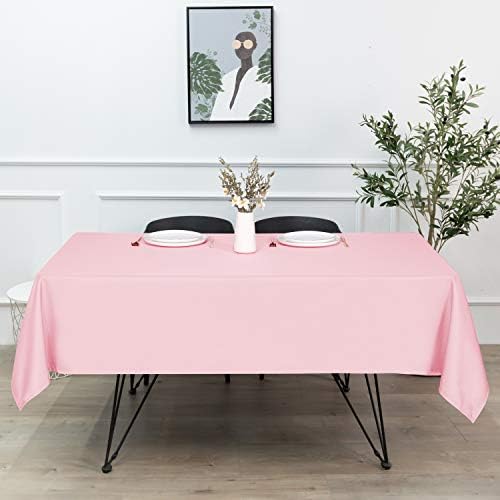 sancua Rectangle Tablecloth - 60 x 84 Inch - Stain and Wrinkle Resistant Washable Polyester Table Cloth, Decorative Fabric Table Cover for Dining Tables, Buffet Parties and Camping, Pink