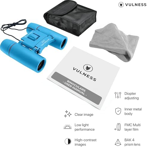 Small Binoculars for Adults and Kids | Cruise Ship Essentials Camping Bird Watching Travel Hiking Accessories Alaska Costa Rica Must Haves Packing List High Powered Mini Compact VULNESS (Blue, 8X21)
