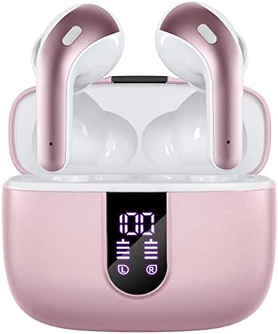 TAGRY Bluetooth Headphones True Wireless Earbuds 60H Playback LED Power Display Earphones with Wireless Charging Case IPX5 Waterproof in-Ear Ear buds with Mic for TV Smart Phone Laptop Computer Sports
