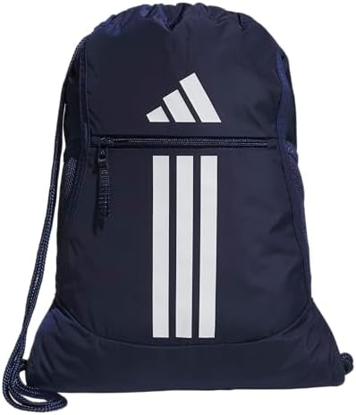 adidas Alliance Sackpack, Drawstring Backpack, Lightweight Small Gym Bag for Women and Men, Team Navy Blue 2, One Size