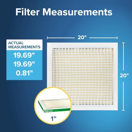 Filtrete 20x20x1 AC Furnace Air Filter, MERV 8, MPR 700, Tough on Pollen, Easy on Airflow, 3-Month Pleated 1-Inch Electrostatic Air Cleaning Filter, 4-Pack (Actual Size 19.880 x 19.880 x 0.78 in)
