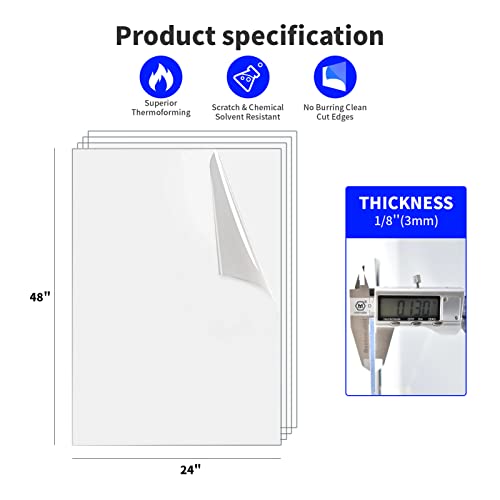 Art3d (2 Pack) 1/8" Thick Plexiglass Sheets - 48" x 24" PET Clear Acrylic Sheets for Art Design,Craft Projects, Signs, DIY in Home, Wedding, Festival,Party,Office