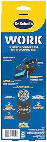 Dr. Scholl's Work All-Day Superior Comfort Insoles with Massaging Gel - Designed for Men & Women with Hard-Working Feet, Eliminates Sore Muscles and Tired Legs, Arch Support Inserts with Odor Control