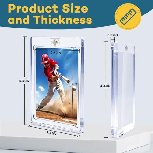 100ct Magnetic Card Holders, 35pt One Touch Card Holder, U-V Protection Hard Plastic Case for Trading Cards, Display Case for Sports, Baseball, Football, Game Cards