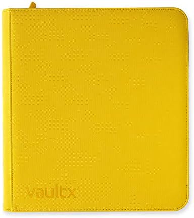 Vault X 12 XL Pocket Trading Card Zip Binder - 624 cards, Premium Exo-Tec Album Material, 26 Side-Loading Pages, Folder for Collectible Card Games, Sports, TCG (Yellow)