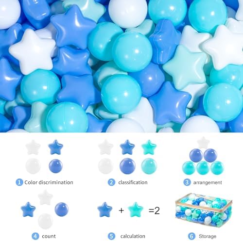 MoonxHome Ball Pit Balls for Toddlers, BPA Free Crush Proof Plastic Toy Balls for Ball Pit, Children's Pool Water Toys, Macaron Ocean Balls for Play Tent 2.15 Inch Pack of 100…