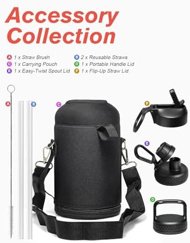 Half Gallon Water Bottle Insulated with Straw & 3 Lids, Coolflask 64 oz Water Jug Large Metal Stainless Steel Wide Mouth for Sports, Gym or Office, Non-BPA Keep Cold 48H Hot 24H, Samurai Cyan