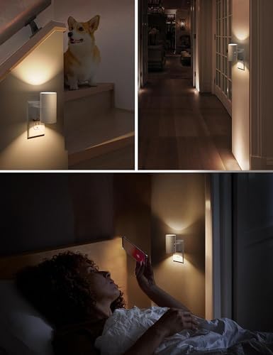 L LOHAS LED Night Light Plug in, Night Lights Plug into Wall, Light Sensor, 0-100LM, Soft White 3000K, Dimmable Night Light, Modern Nightlight for Hallway Bedroom Stairway, 2 Pack