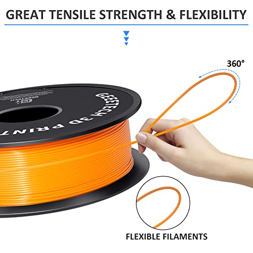 Geeetech Orange PLA 3D Printer Filament,PLA 3D Printer Filament 1kg Spool(2.2lbs) Dimensional Accuracy +/- 0.02mm, 3D Printing Filament Fits for Most FDM 3D Printers