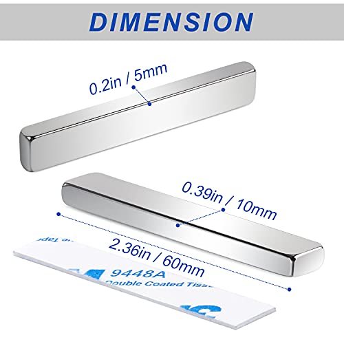 MIKEDE Neodymium Magnets, 30 Pack Super Strong Bar Magnets with Double-Sided Adhesive, Powerful Rare Earth Magnet for Refrigerator, Rectangular Magnet Bar for DIY, Craft - 2.36 x 0.4 x 0.2in
