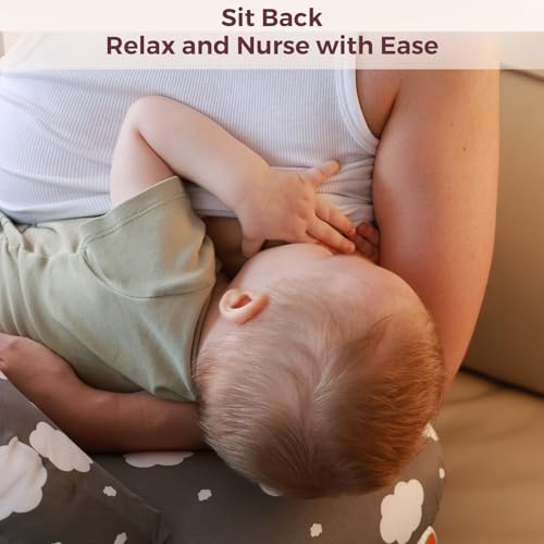 Momcozy Original Nursing Pillow for Breastfeeding-Pioneering Safety Fence- Wider Feeding Pillows for More Support for Mom & Baby- Easier Nursing & Hand Free- Fit for All, Removable Cotton Cover