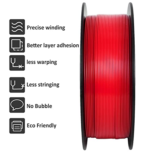 GIANTARM 3D Printer Filament, Red Pla Filament, 1Kg(2.2lbs) Spool, 1.75mm Dimension Accuracy +/- 0.03mm, 3D Printing Filament