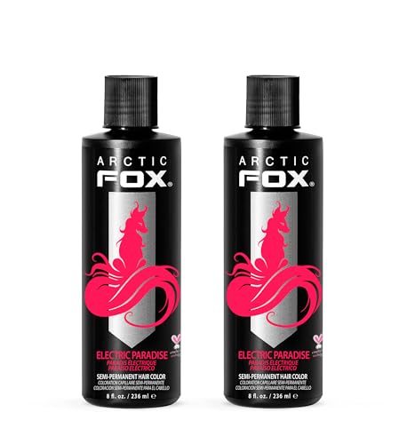 Arctic Fox Semi-Permanent Hair Dye, Vegan & Cruelty-Free, UV Reactive Neon Pink, Electric Paradise, Long Lasting, Conditioning, Ammonia Free, For All Hair Types, 8 Fl Oz (Pack of 2)