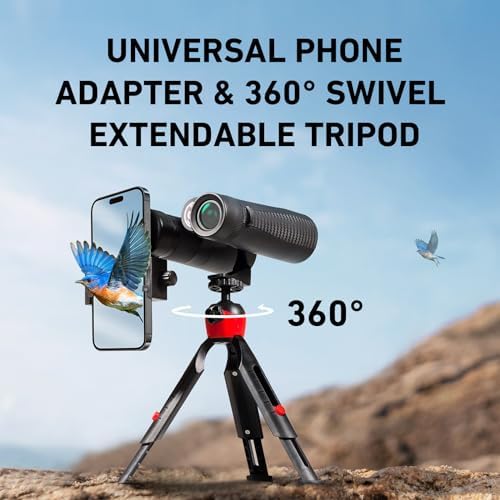 10x42 HD Binoculars for Adults High Powered with Phone Adapter, Tripod and Tripod Adapter, IPX7 Waterproof Binoculars with Clear Low Light Vision for Bird Watching Cruise Ship Travel