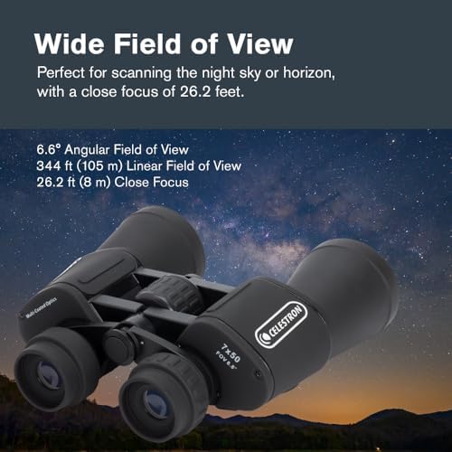 Celestron - Cometron 7x50 Astronomy Binoculars – Entry-Level for Stargazing and Comet Watching – Large 50mm Objective Lenses – Wide 6.6° Field of View – Multi-Coated Optics