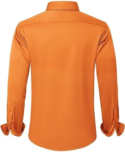 J.VER Men's Dress Shirts Solid Long Sleeve Stretch Wrinkle-Free Formal Shirt Business Casual Button Down Shirts