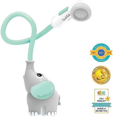 Yookidoo Baby Bath Shower Head - Elephant Water Pump with Trunk Spout Rinser - Control Water Flow from 2 Elephant Trunk Knobs for Maximum Fun in Tub or Sink for Newborn Babies