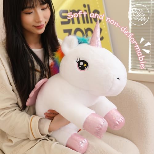 SQEQE Weighted Unicorn Plush, Weighted Unicorn Stuffed Animal, Cute Plushies Soft Pillow Toy Gift for Kids Adults 23.6 Inch, 3.1 Lbs