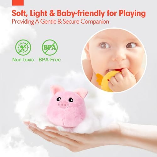 hahaland Baby Toys 6-12 Months - Surprise Barn with Stuffed Farm Animals, Rattle, Crinkle Paper, Mirror - Montessori Toys for 6 Month Old Babies, Sensory Balls Toddlers 1-3, 1 Year Old Boy Girl Gifts