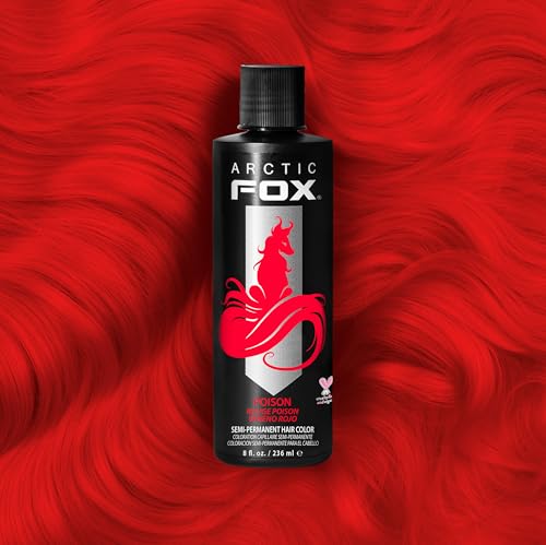 Arctic Fox Semi-Permanent Hair Dye, Vegan & Cruelty-Free, Vibrant Red Color, Ammonia-Free, Peroxide-Free, Conditioning Formula, For All Hair Types, Poison, 8 Fl Oz (Pack of 2)