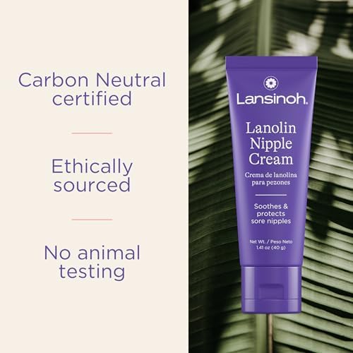 Lansinoh Lanolin Nipple Cream Safe for Breastfeeding Baby, 100% Natural Nipple Butter for Mom, Breastfeeding Essentials, 1.41 Ounces (2 Pack)